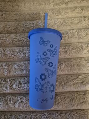 Dolly Parton Dark Blue Butterfly 20 Oz Tumbler